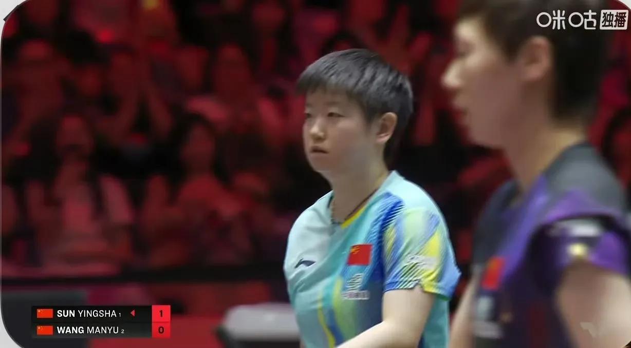 新加坡大满贯赛女单决赛，孙颖莎4一2战胜队友王曼昱，获得卫冕冠军，莎莎真正的王者