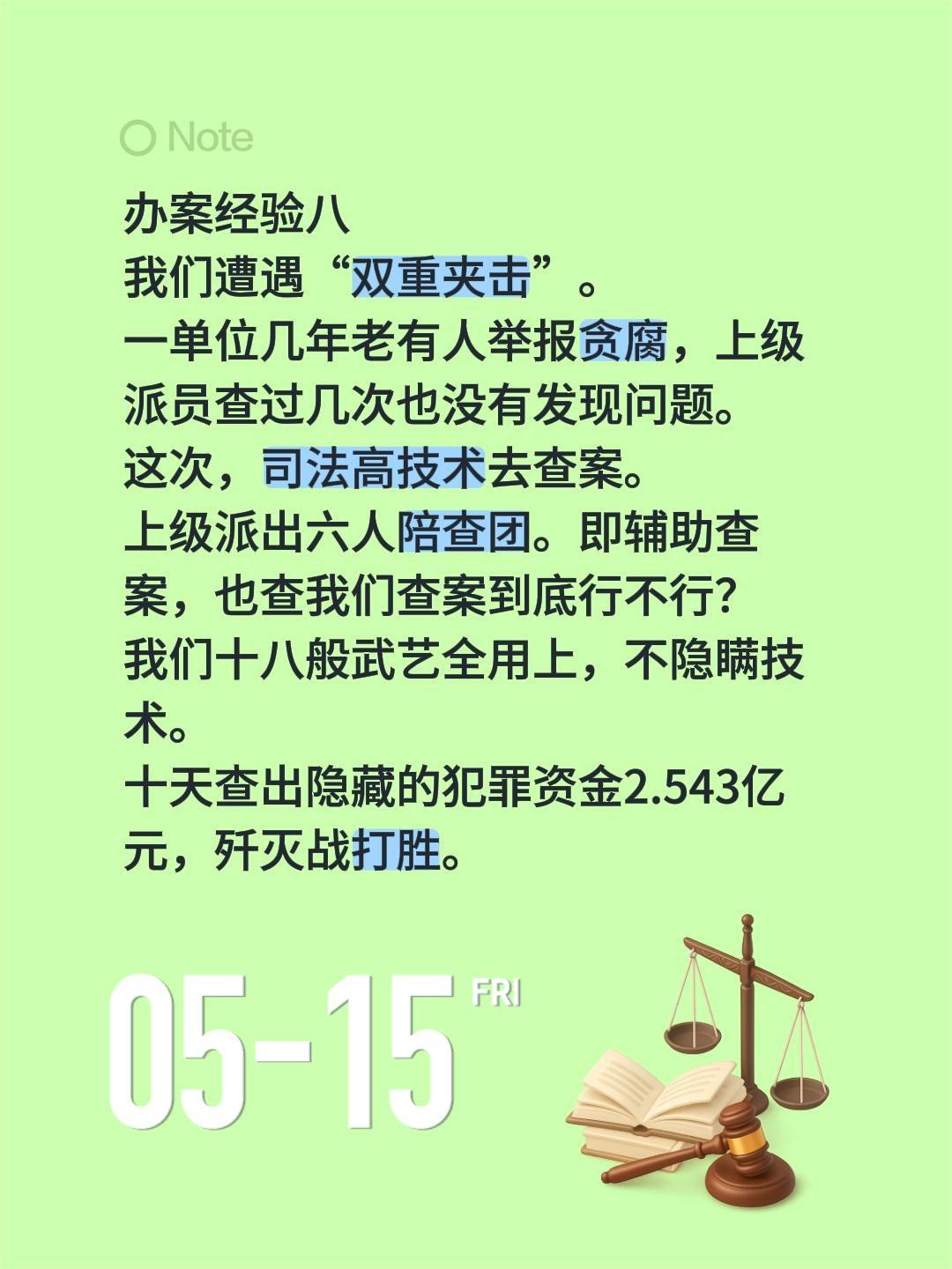 办案经验八
我们遭遇“双重夹击”。
一单位几年老有人举报贪腐，上级派员查过几次也