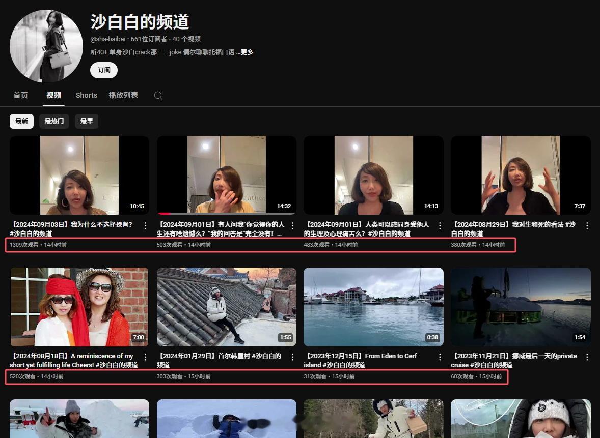 那个在网络世界引起大量讨论的去瑞士“安乐死”的沙白，油管上出现了这么一个频道。#