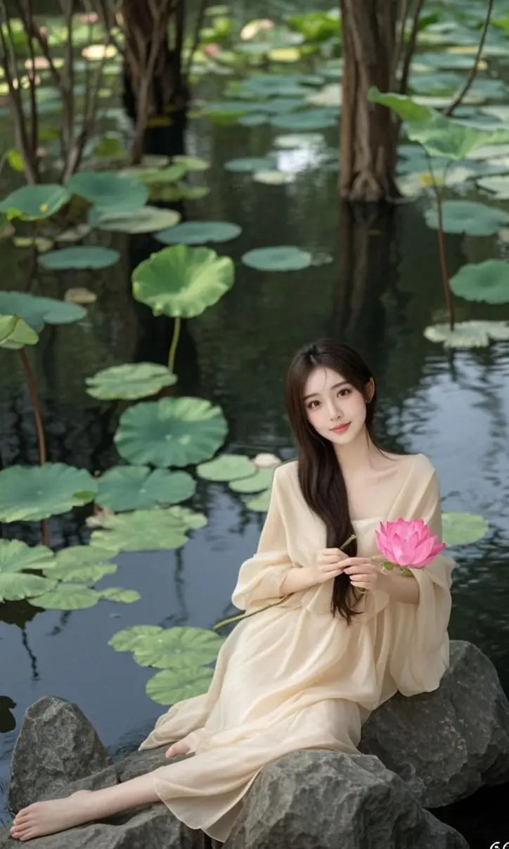 荷塘美人照 原来ai写真可以这么美 人生总得有一套ai写真吧 谁拍谁好...