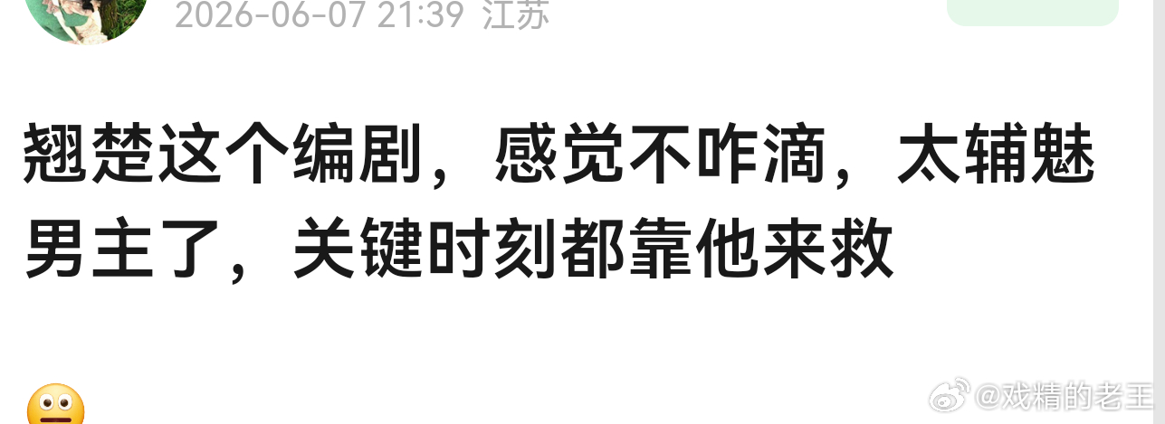 翘楚编剧网友说《翘楚》这个编剧，太辅魅男主了 