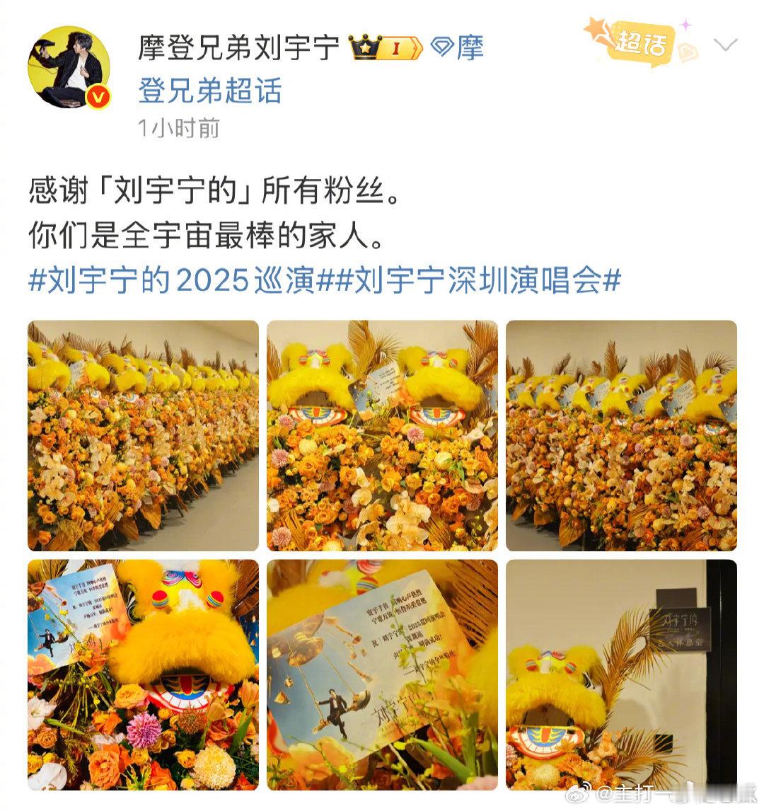 刘宇宁连发了十条微博感谢给演唱会送花篮的粉丝和朋友们，真的太会了！ ​​​