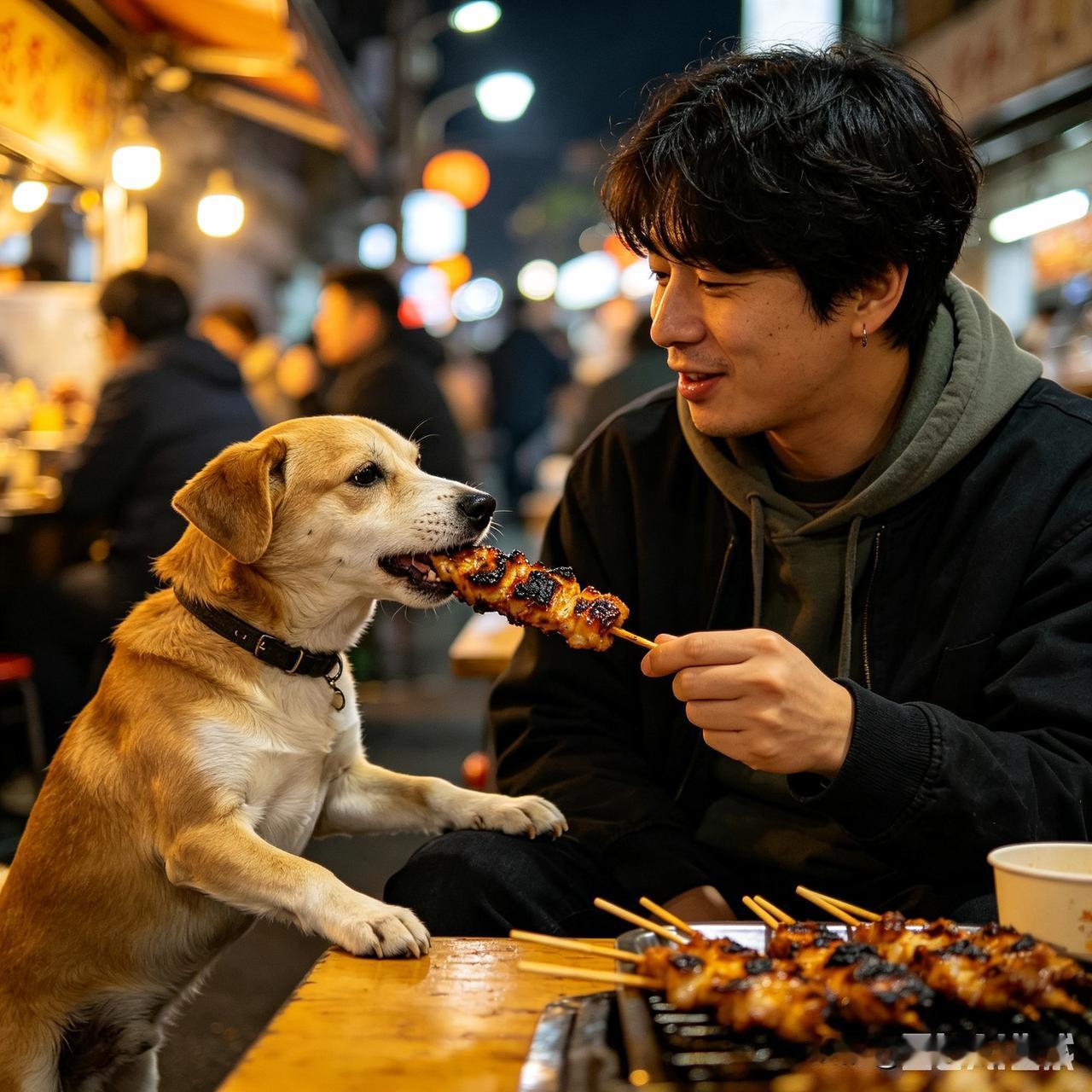 人是真人，狗是真狗，人也是真狗！
带狗去饭店，餐厅吃饭，用人家的盘子，人家的碗，