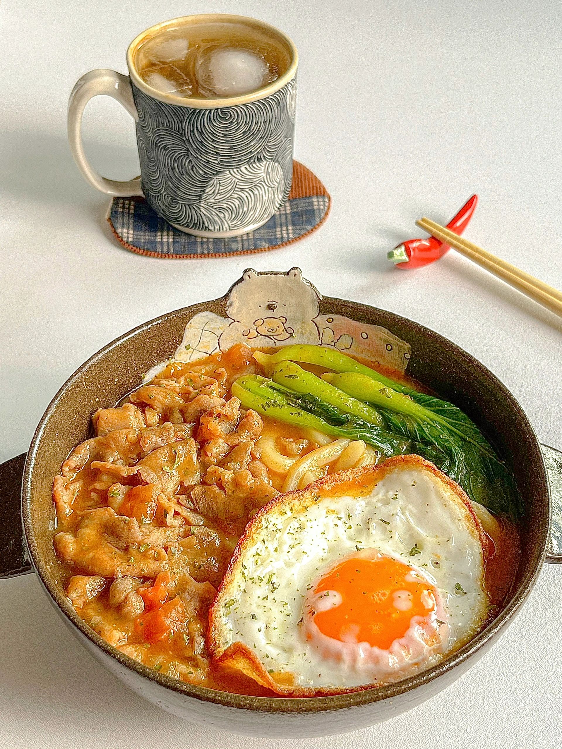 一人食｜巨浓郁的番茄咖喱肥牛乌冬面🍜