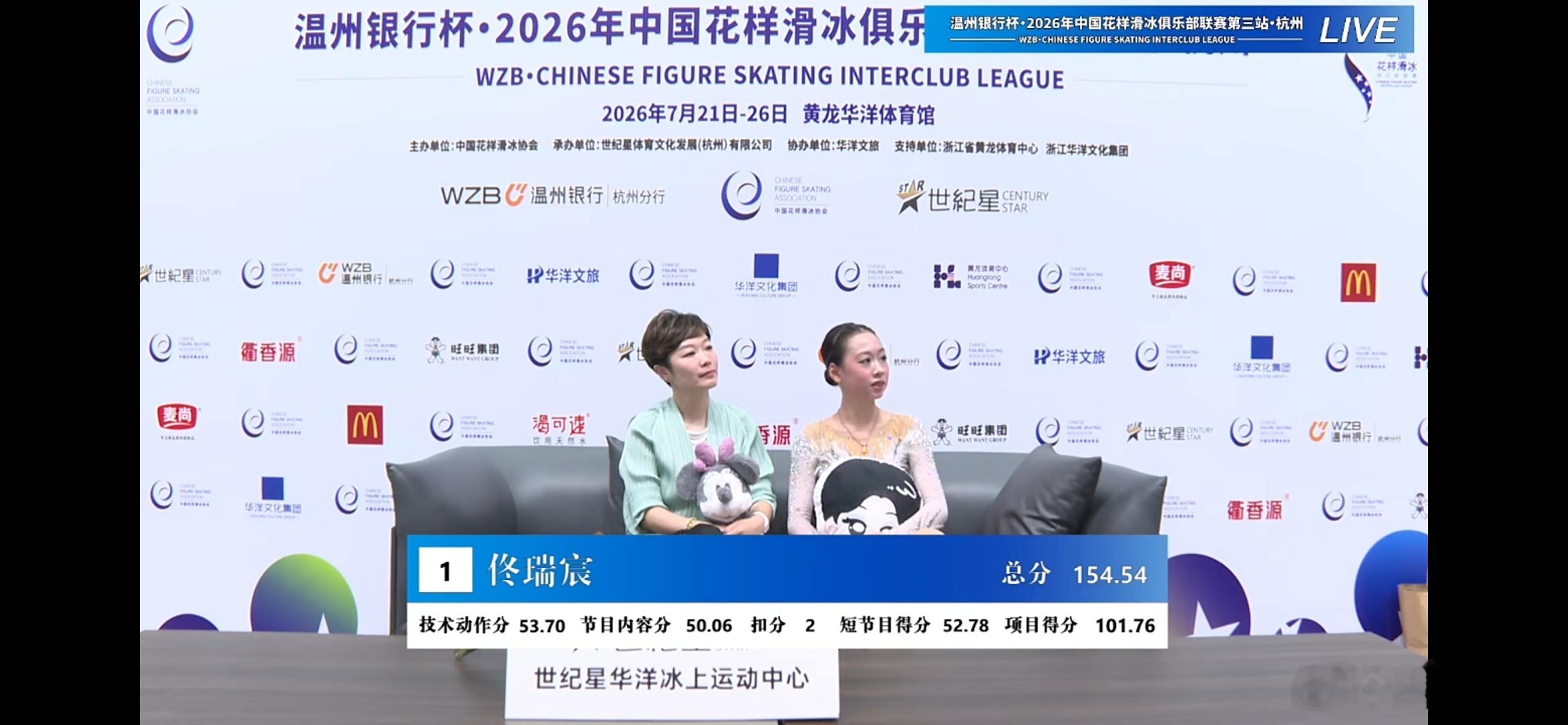 2026花样滑冰俱乐部联赛杭州站 佟瑞宸3Lz摔倒、3T2A1eu2F、3T摔倒