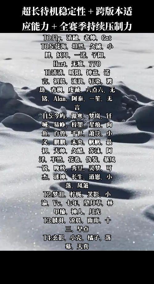 王者荣耀职业选手实力分档
