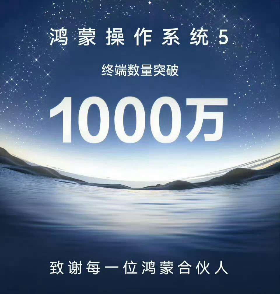 鸿蒙操作系统5终端数量突破2000万了，7月30号是1000万，不到两个月，这速