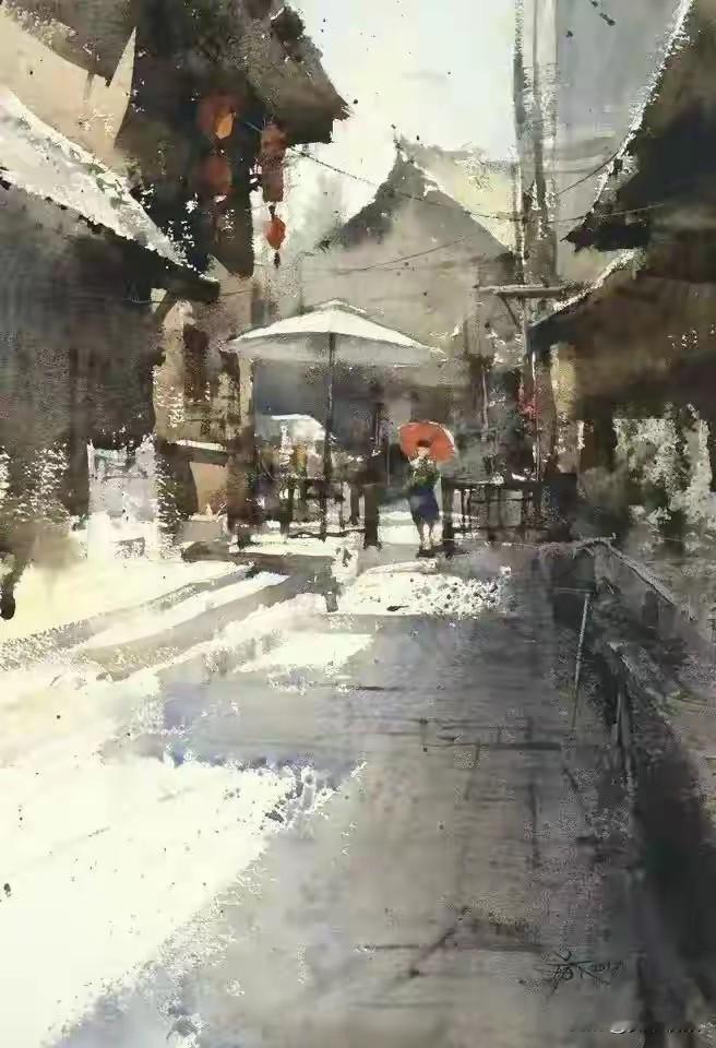 水彩世界的自由行者水彩