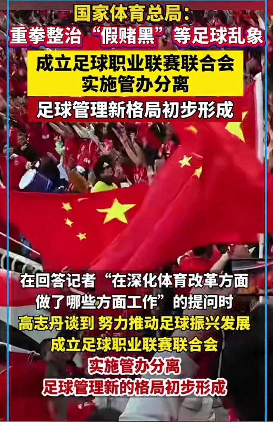 为了振兴足球，今年又成立了一个新机构：足球职业联赛联合会。
总局高局长在回答记者