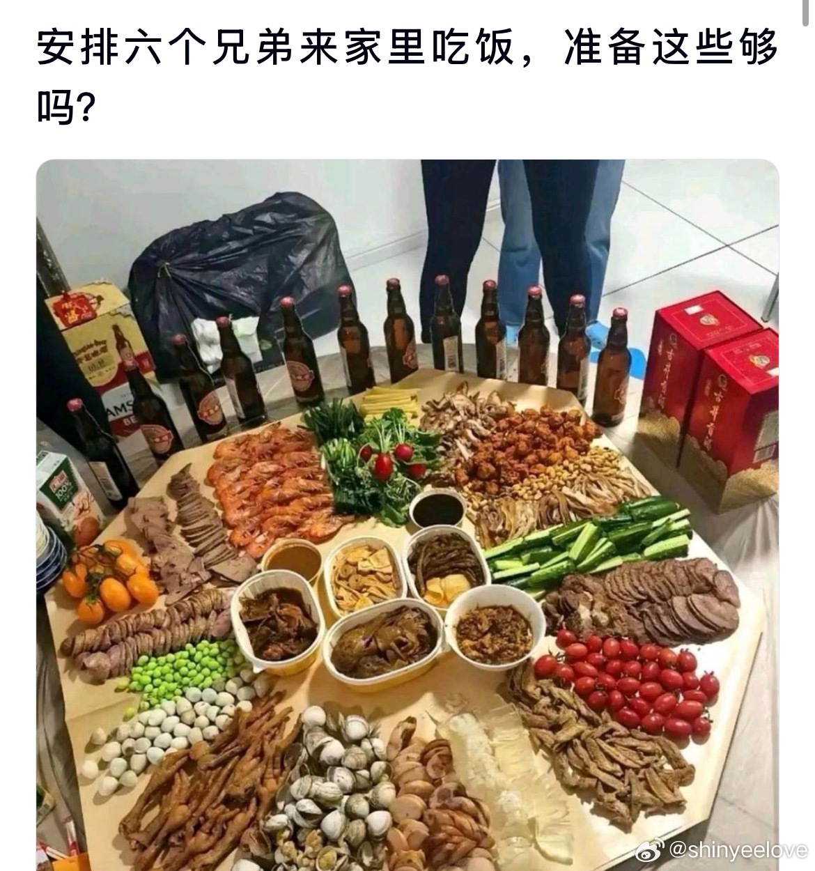 要安排六个兄弟来家里吃饭，准备这些够吗？ 