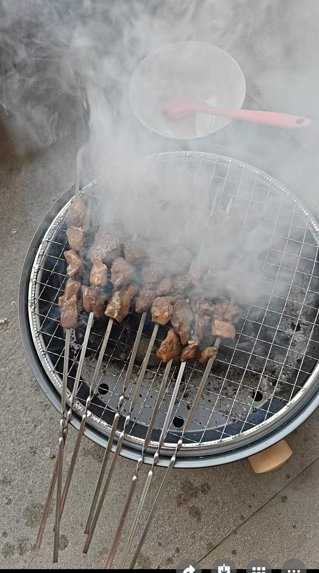 这哪是赶时髦啊，简直就是赶鸭子上架！
    天气暖和了，又到了吃串的季节。孩子