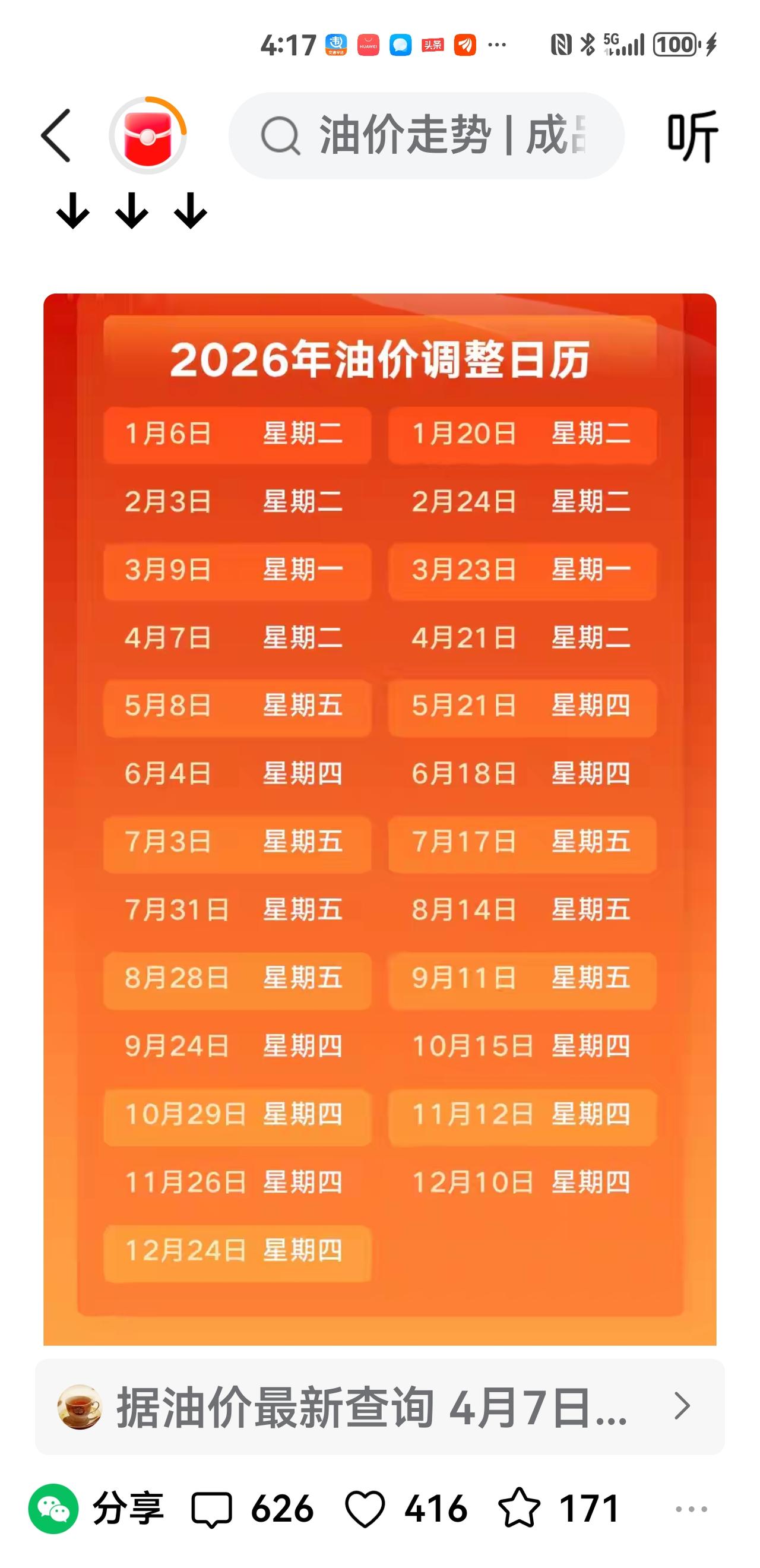 [烟花][烟花]现在的油价调整不知道是不是固定的时间？在网上搜索到的这表是真的吗