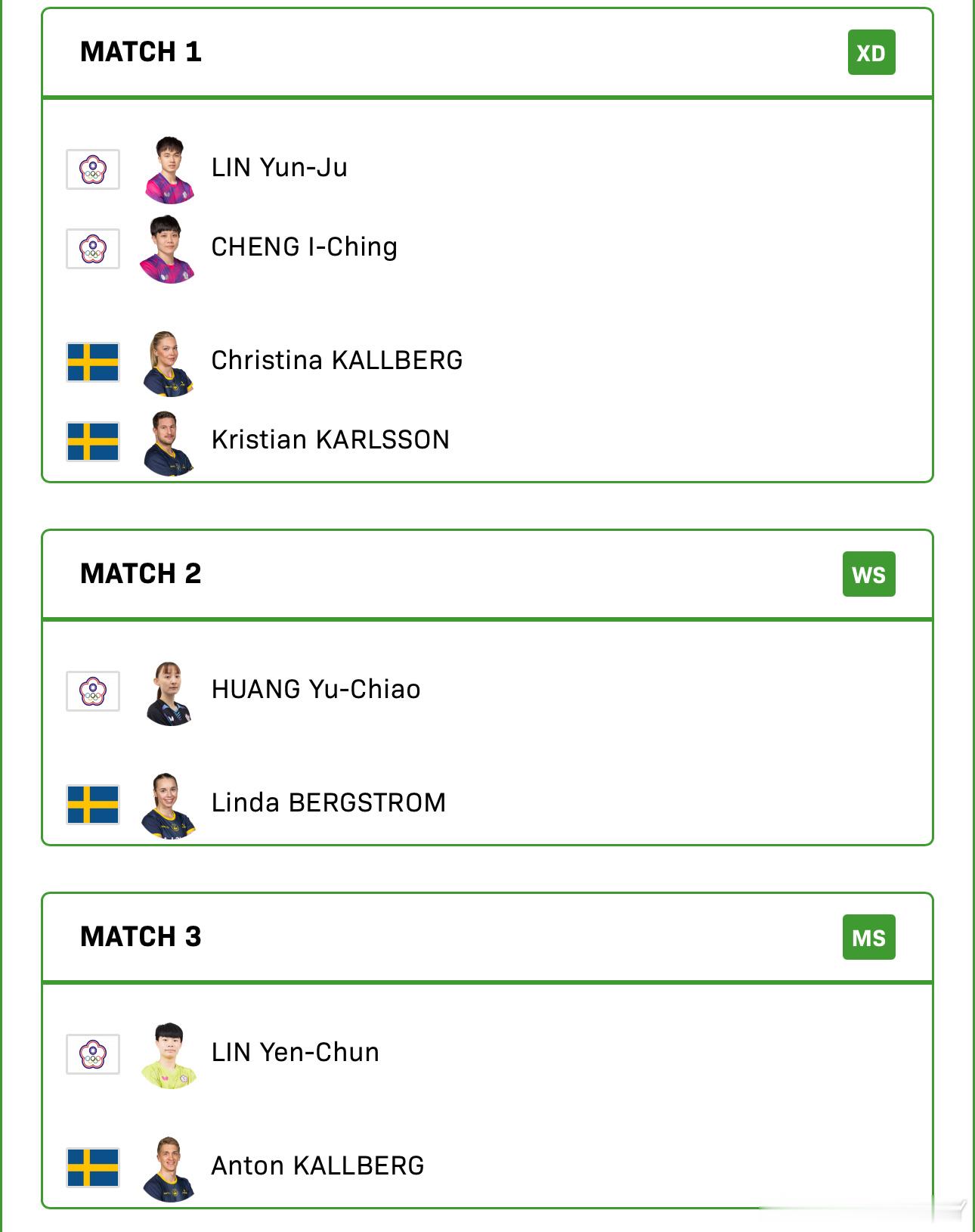 2025混合团体世界杯G3中国台北VS瑞典林昀儒/郑怡静VS K·卡尔松/克里斯