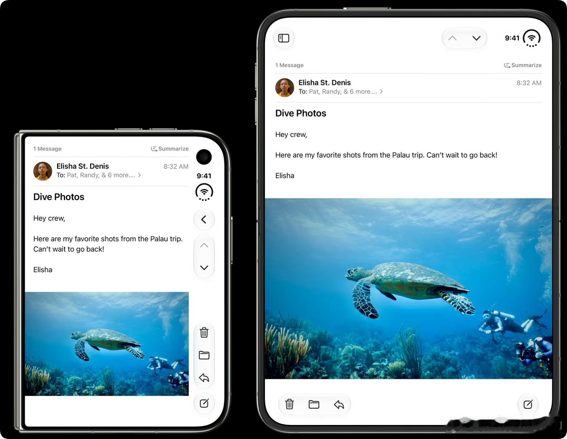 iPhone Duo上最让我感触深的不是别的，还是UI上的这套改变。因为宽折叠相