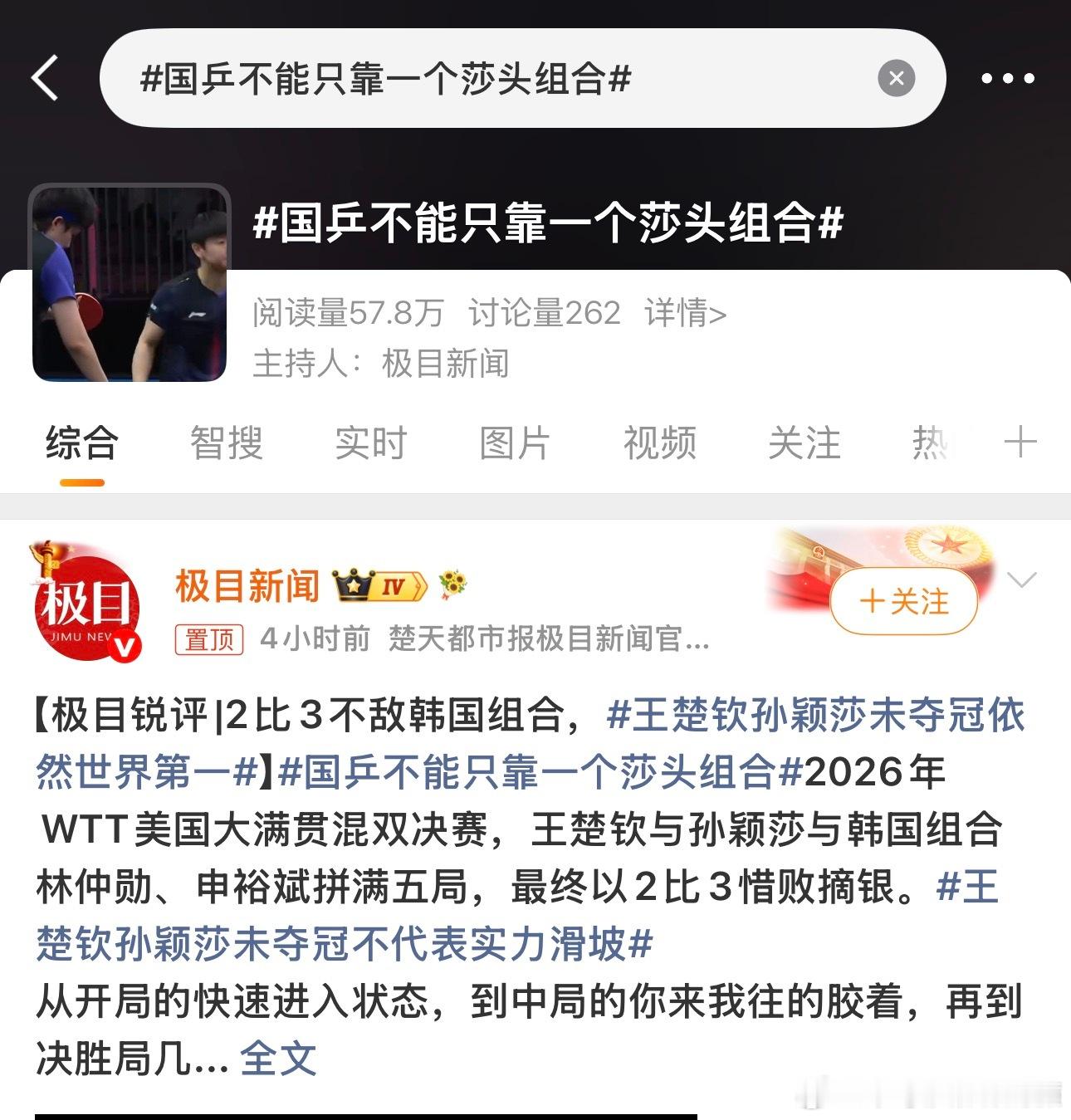 什么时候鸡木新闻把乒乓世界的活都抢了？混双能不能“不只靠莎头”你得问先农痰去呀 