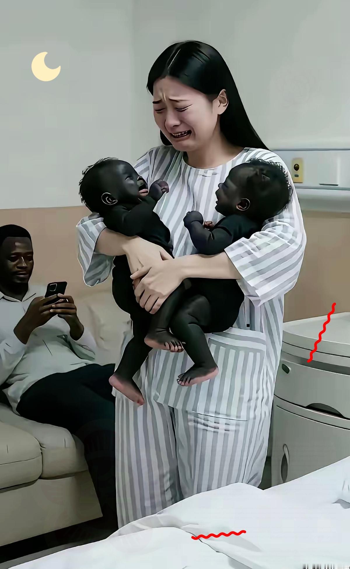 我滴乖乖这画面也太戳人了！俩孩子的皮肤颜色和爸爸简直复制粘贴，再看爸爸那藏不住的