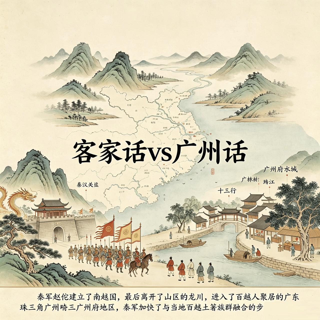 秦汉以来，北方中原移民所带入的语言词汇，在广州话(白话)和客家话中，都有深刻体现