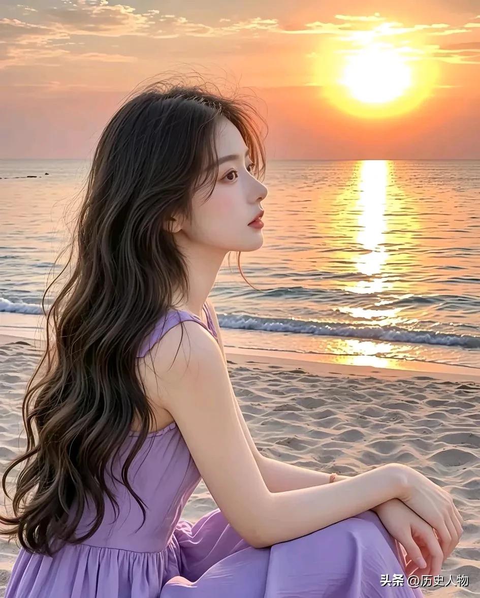海边日落，温柔时光，少女心事