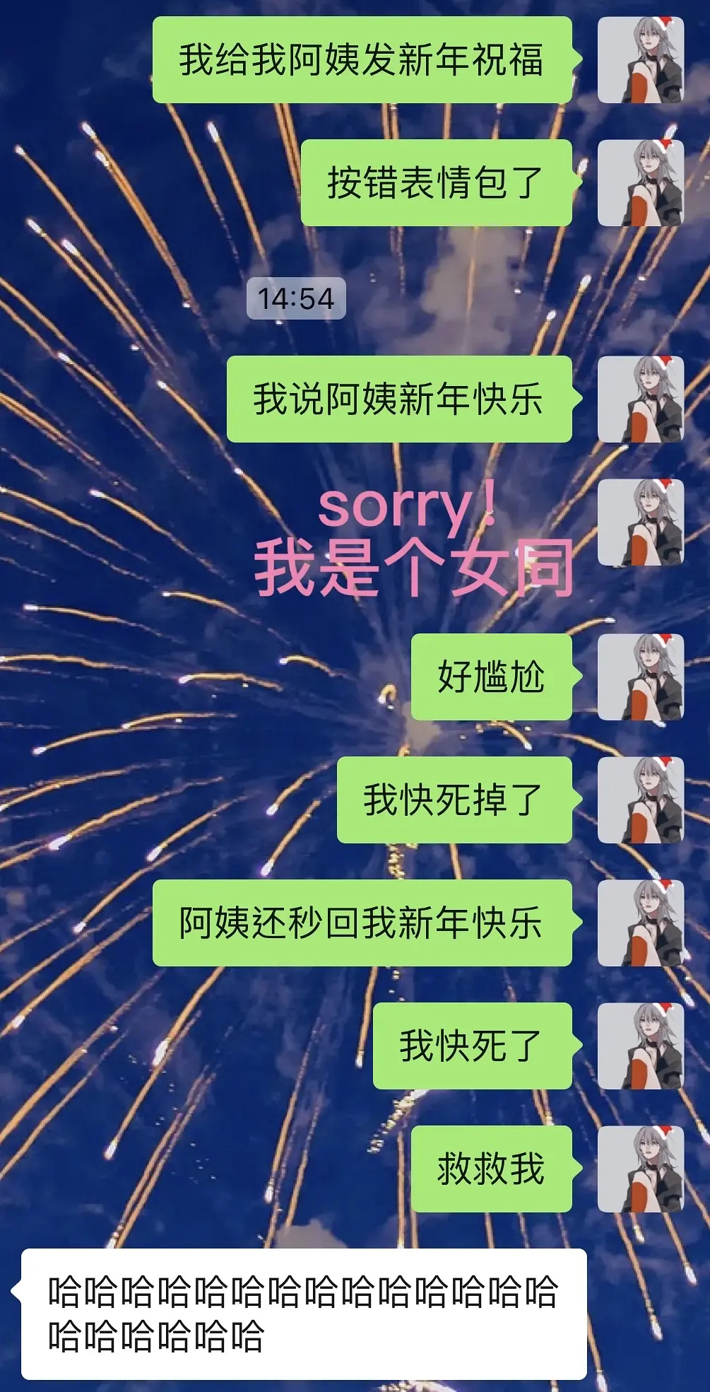 新年祝福时向阿姨大胆展示我是女同！Sorry！太sorry了吧！！！我只是手抖了