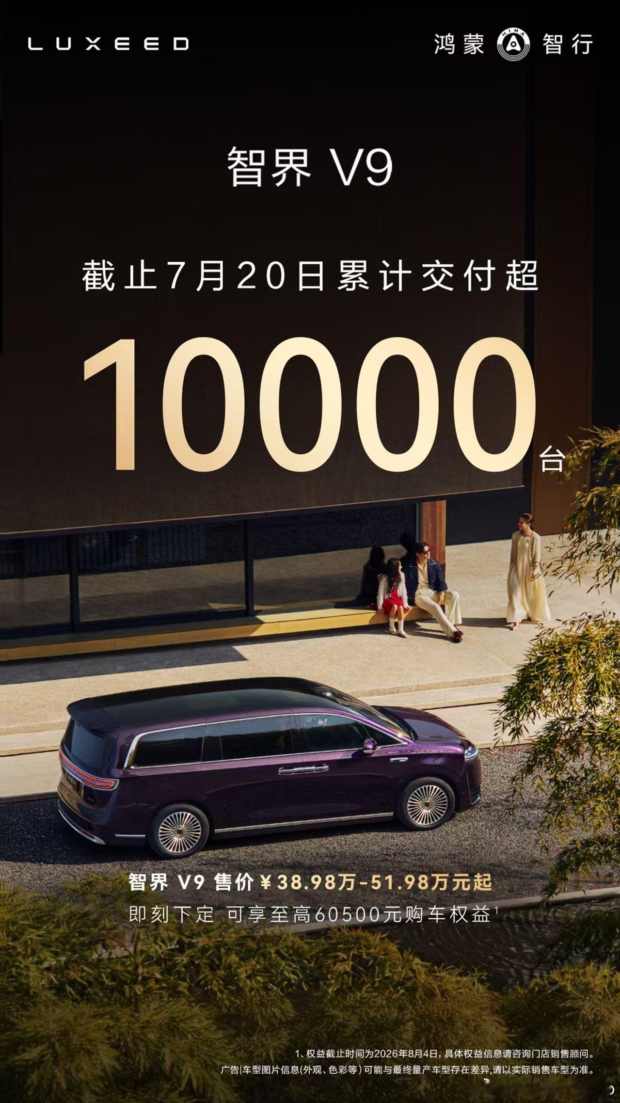 智界V9累计交付破10000台了，有个细节值得注意，高配车型选配率达到了80%，