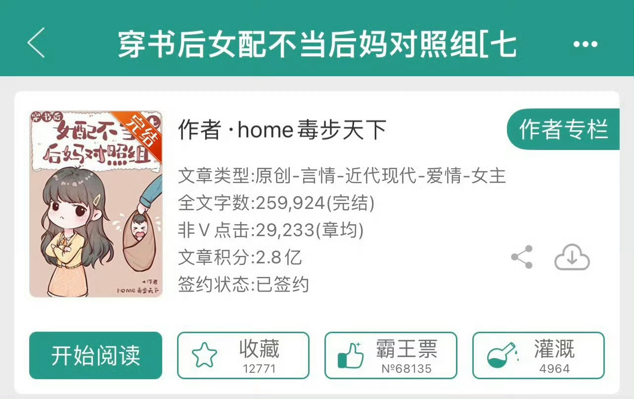 小说推荐：《穿书后女配不当后妈对照组》 作者:.home毒步天下简评：彪悍肆意小