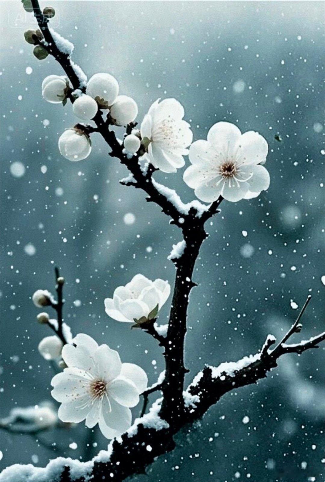 冰魂傲寒风雪中，入世不与俗相同。自古墨客染笔下，雪梅傲骨不随庸！ 