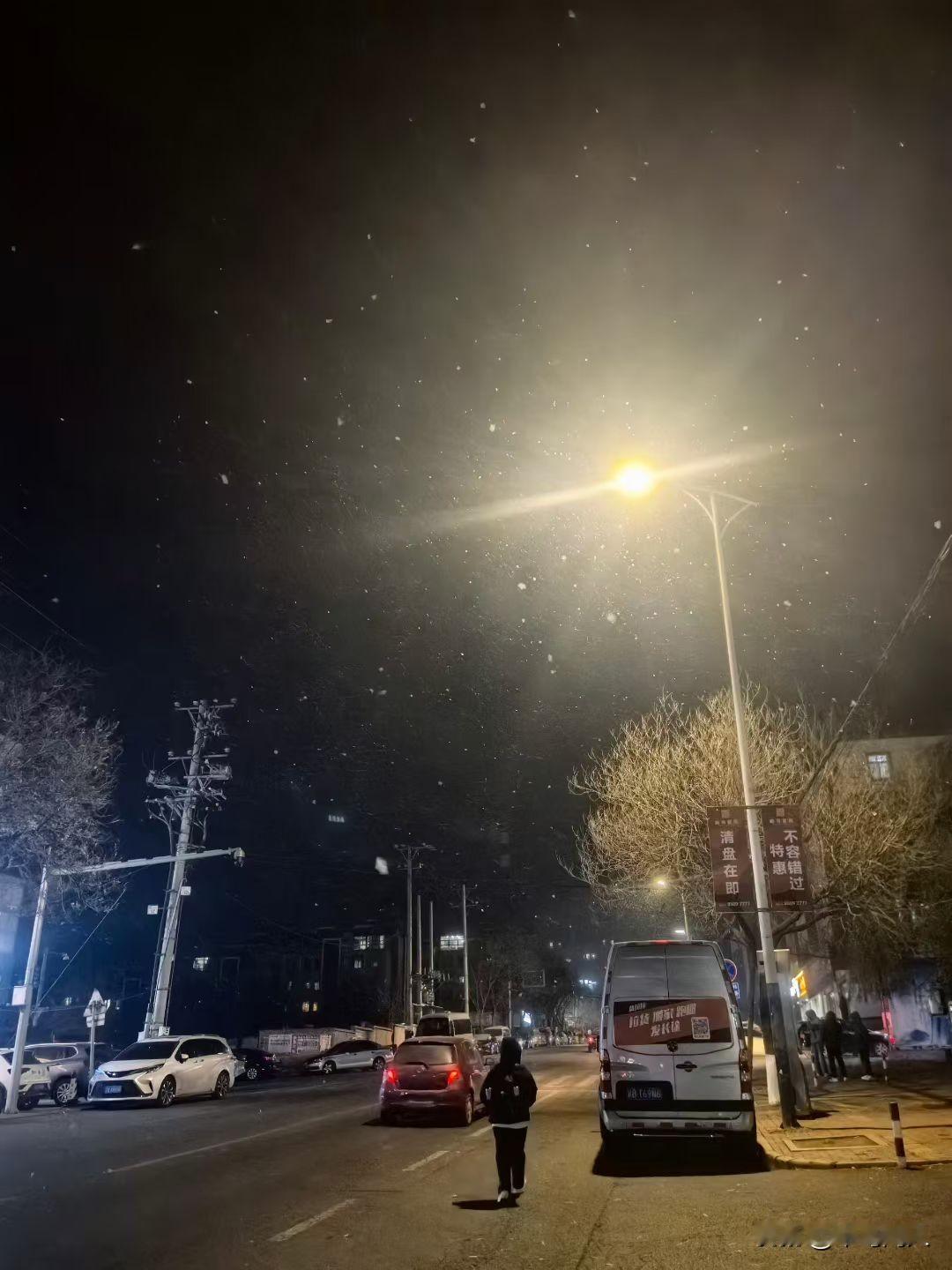 2025年冬天第一场雪悄然而至
只有晚上接高中生的家长才能看到
昨晚9点半
在孩