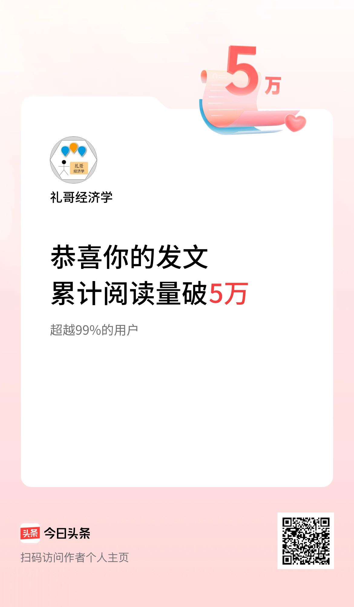  🤝我在头条累计获得阅读量破5万啦！感谢你们的支持，礼哥会会更加努力💪💪