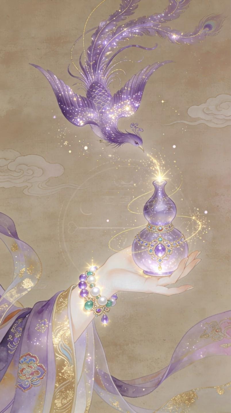 “福禄双全·天降祥瑞…”
凤凰衔瑞至，福葫纳千祥‌。
传统文化 绘画