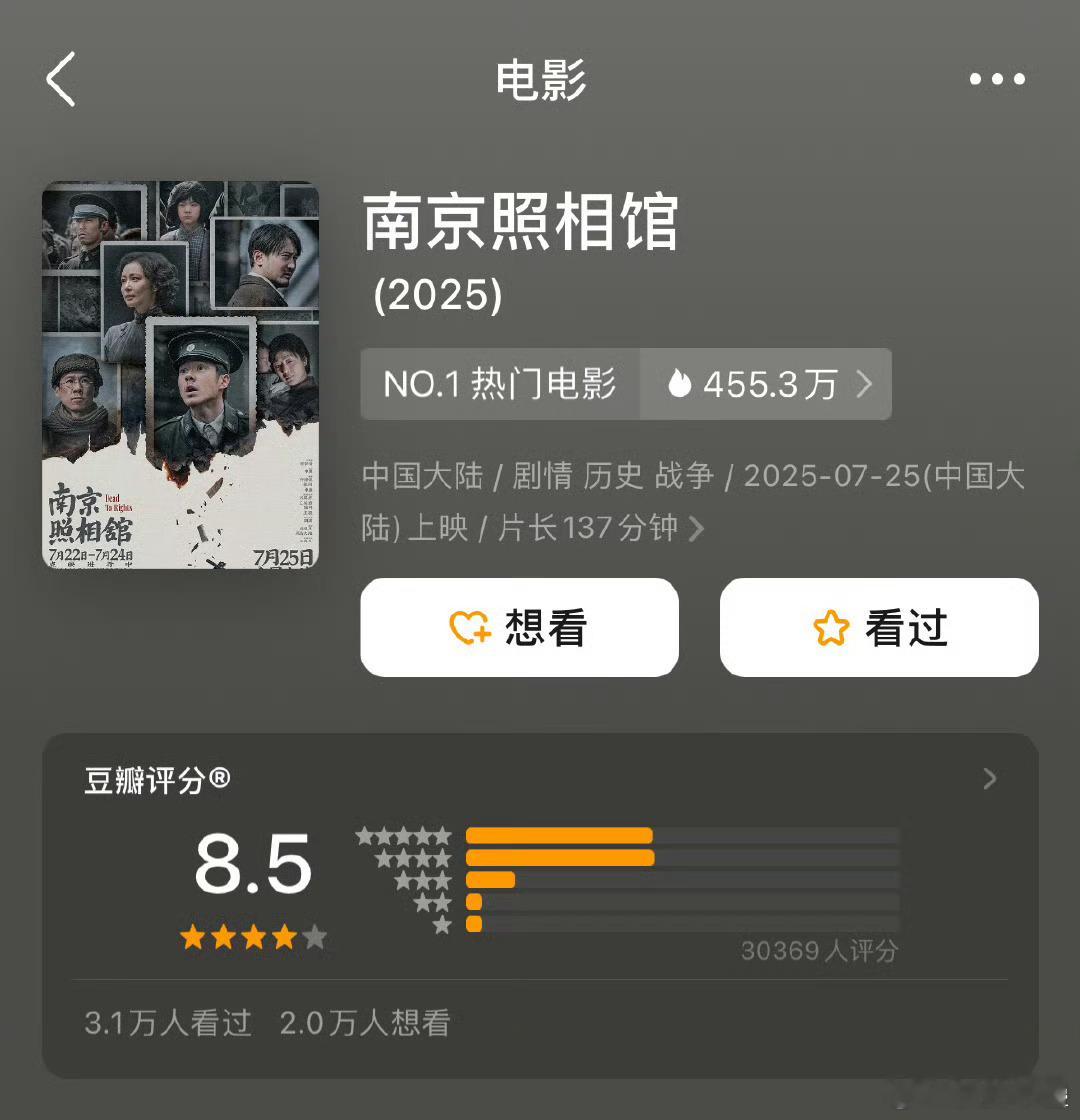 南京照相馆营销口碑并且豆瓣开了8.5哎对电影已经很高了这要是还票房扑街，刘昊然真