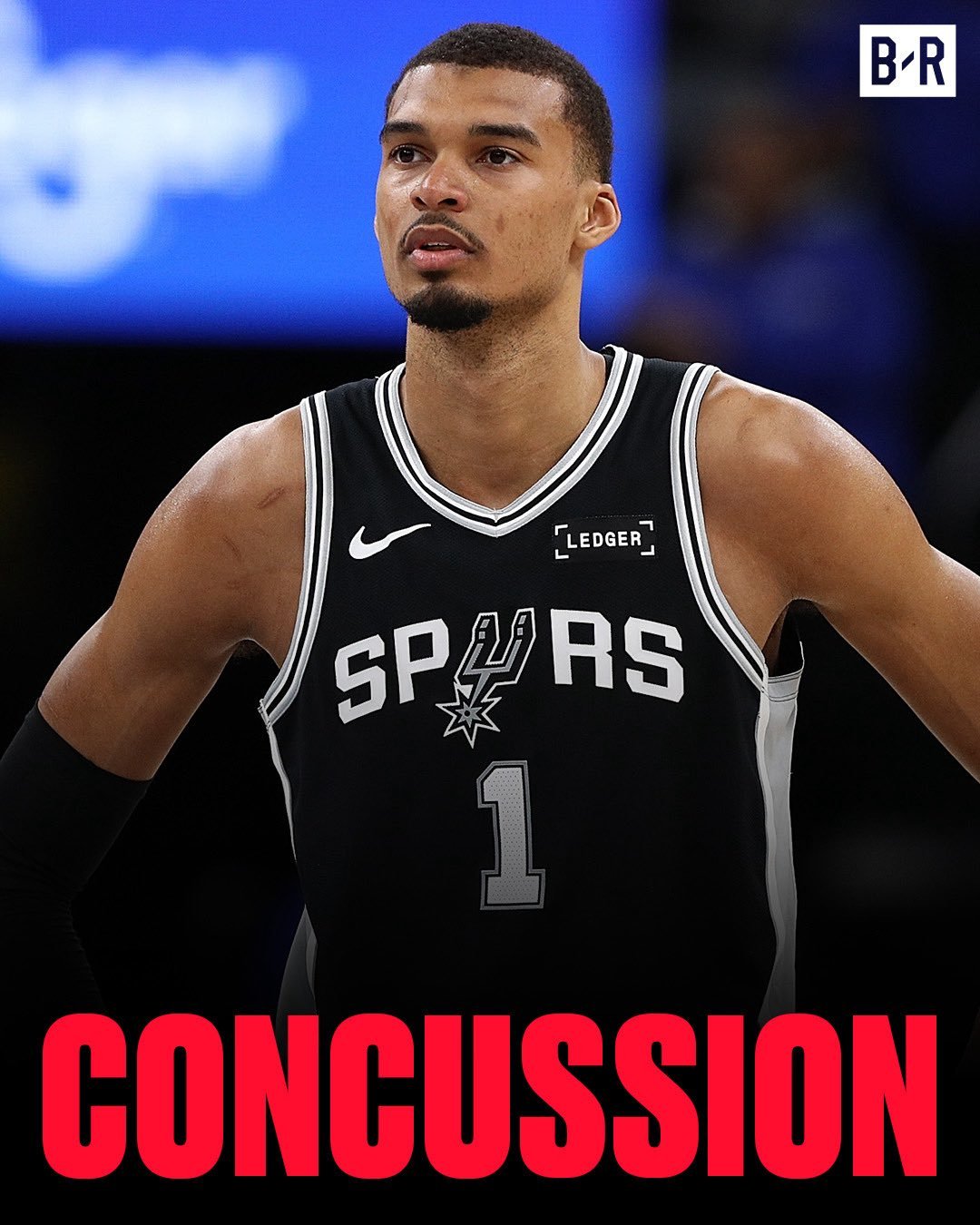 据ShamsCharania报道，维克托·文班亚马被诊断为脑震荡，将于周三接受进