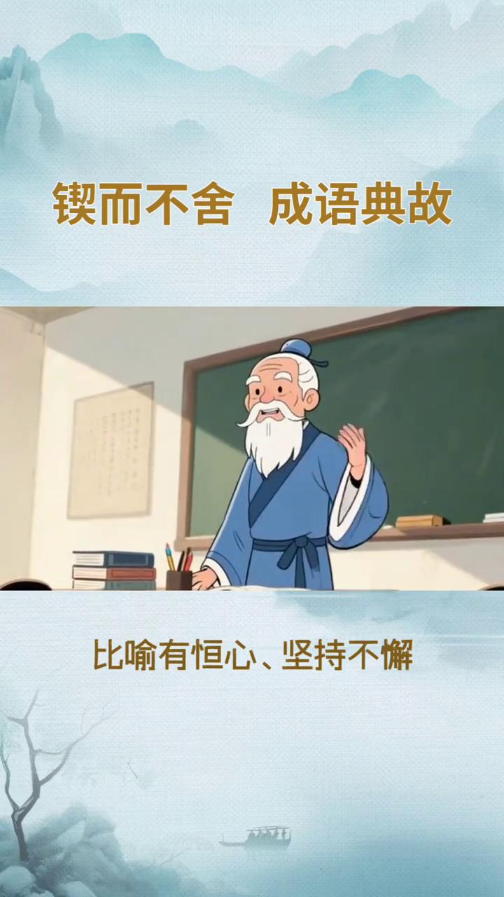 锲而不舍成语典故。
锲而不舍出处：战国·荀况《荀子》劝学》-原文：锲而舍之，朽木
