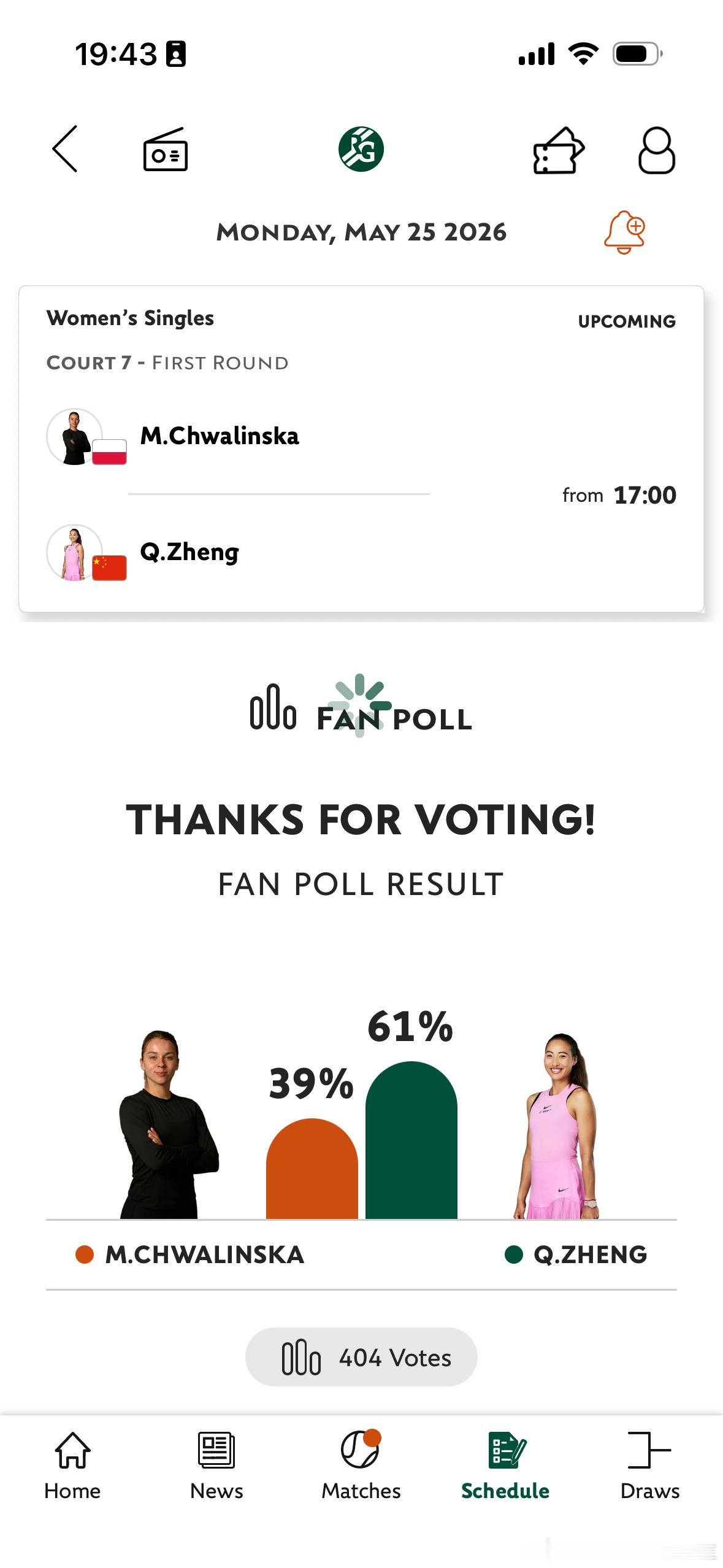 郑钦文将于周一17:00出战郑钦文法网首轮比赛时间确定，北京时间5月25日17:
