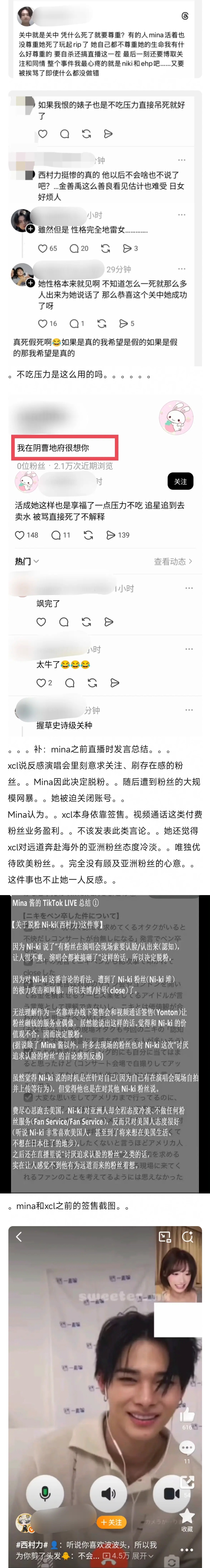 看得我毛骨悚然…所以这个叫Mina的女生人已经去世了 但粉丝还是咬定蒸煮wwzz