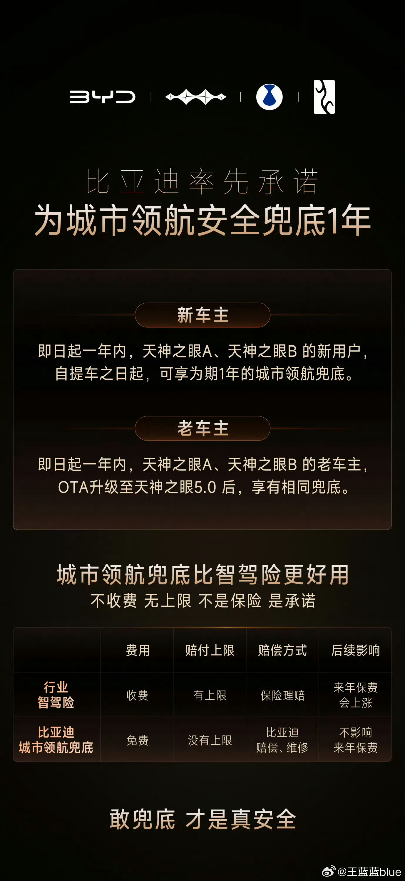 迪子还是太权威了，在前两天比亚迪的智能化战略发布会上，率先承诺为城市领航安全兜底