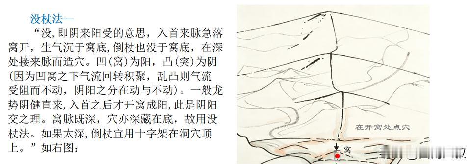 没杖法属十二倒杖之一，核心为阴来阳受。
龙脉雄劲直下，入首急落开出窝形，生气沉聚