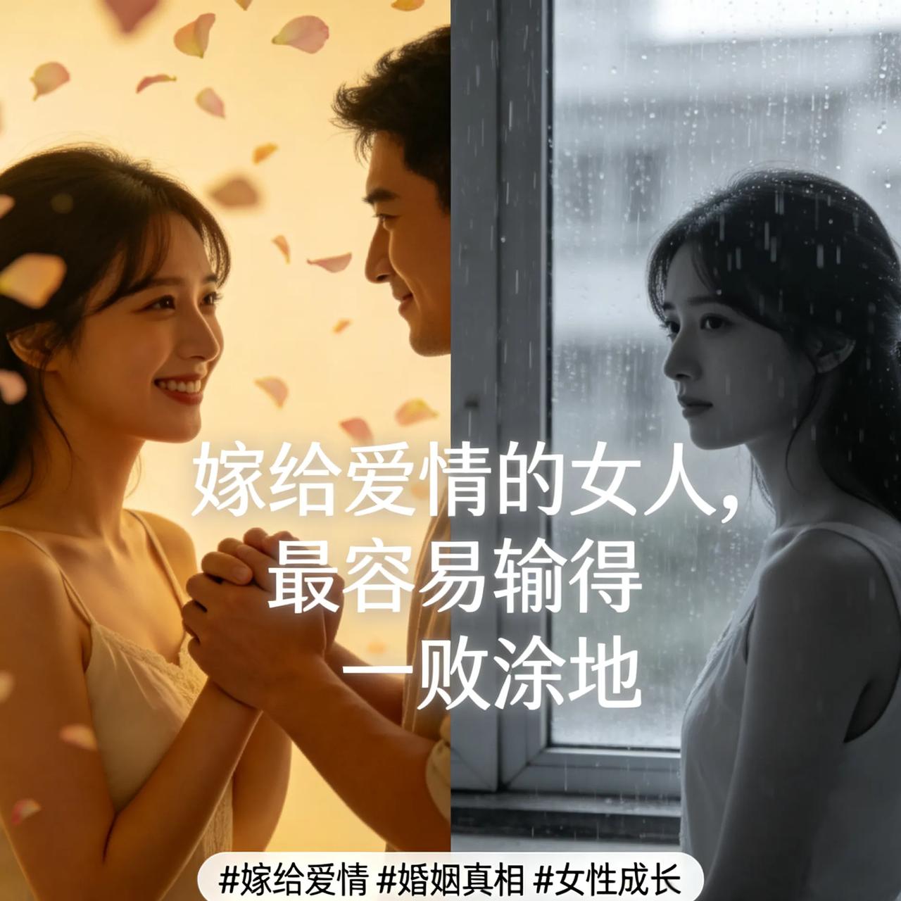 嫁给爱情的女人，最容易输得一败涂地
 
当初不顾一切说“嫁给爱情”，婚后才发现，