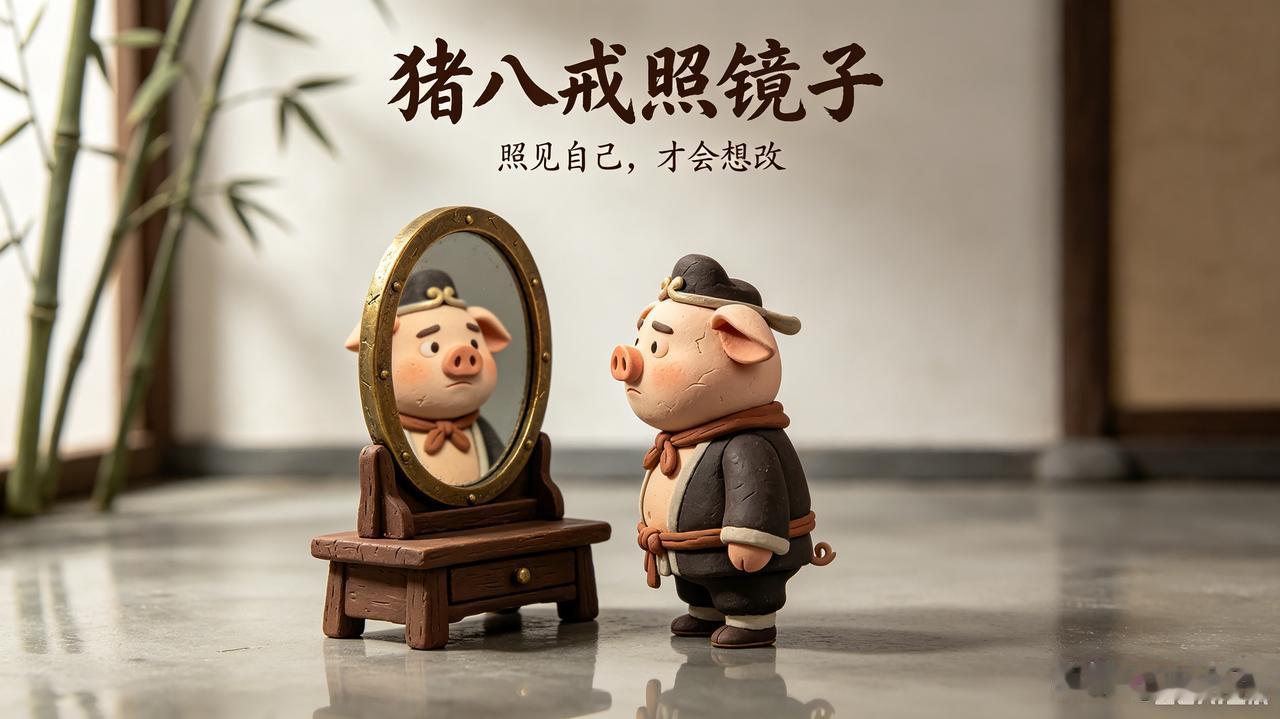 说说猪八戒照镜子

猪八戒照镜子，民间说法是“里外不是人”。这话传了几百年，人人