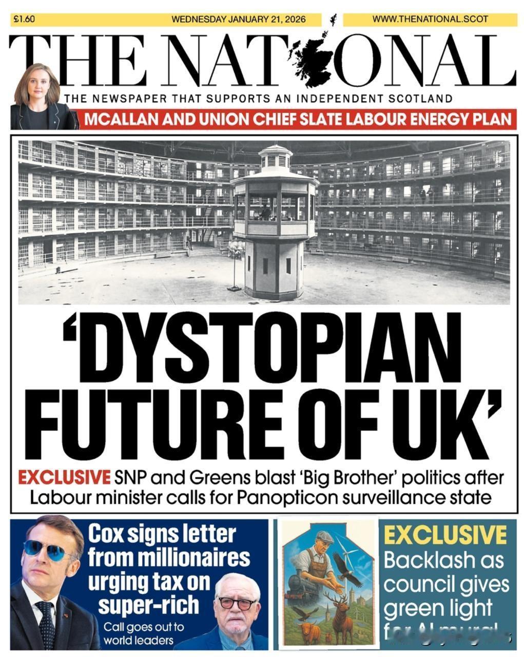 “英国的反乌托邦未来”。苏格兰报纸《国家报》猛烈抨击英国政府内政部计划实施的人工