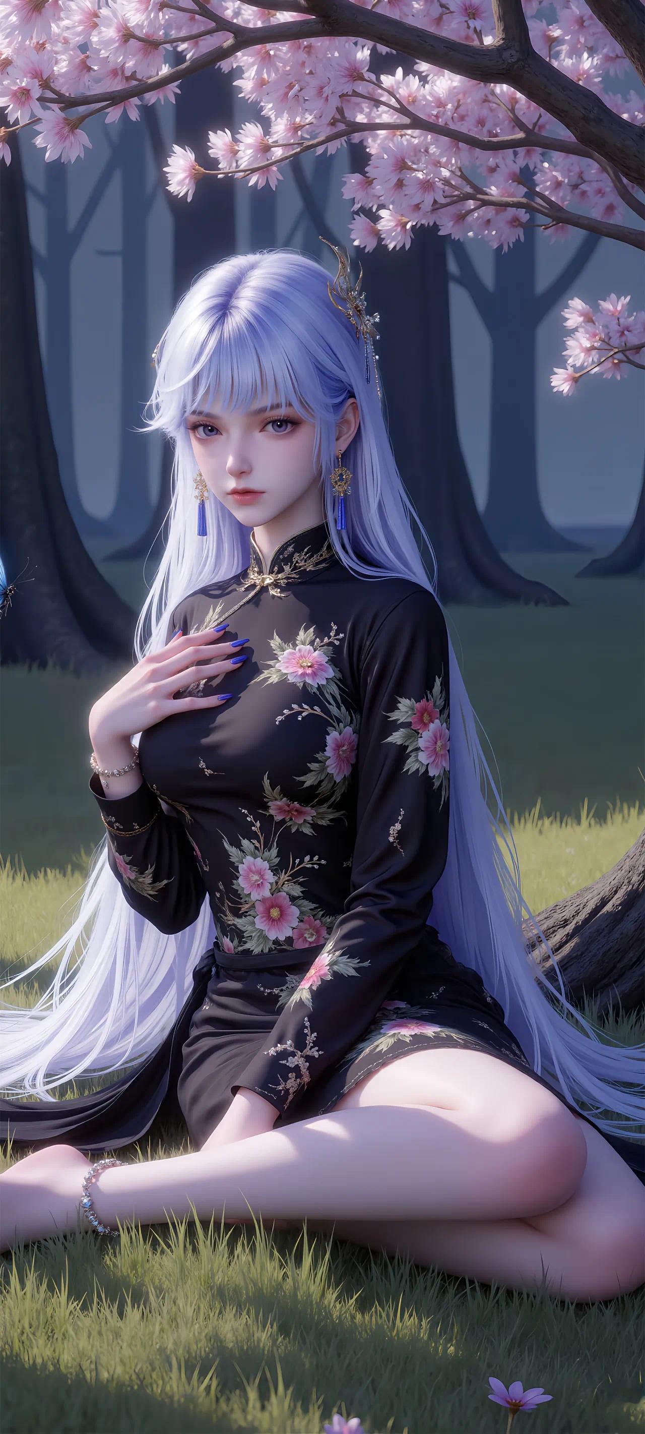 神印王座  圣采儿【精美壁纸】一身黑色旗袍，更显神秘国产动漫 ​​​