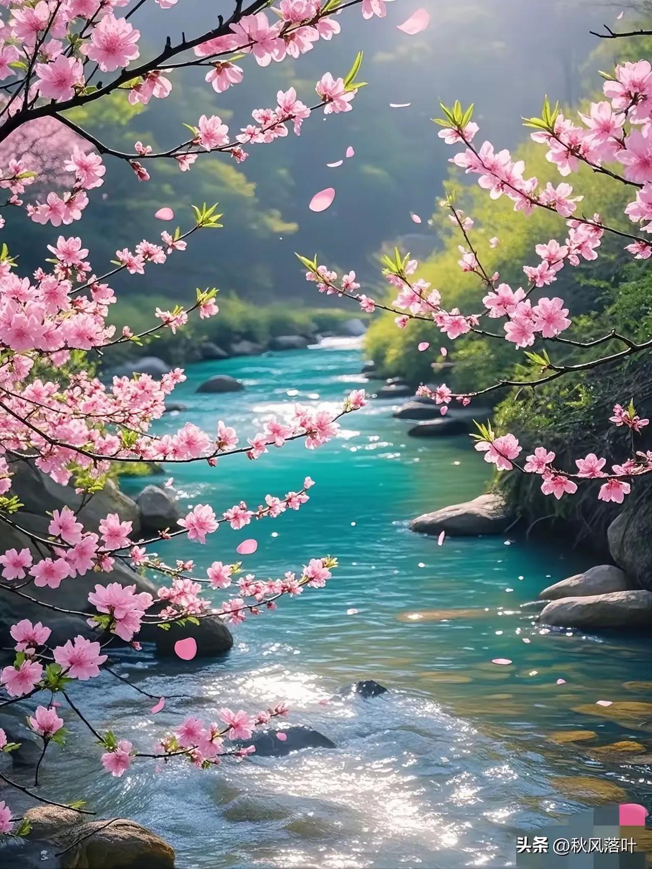 春风挥笔描春景，
夏雨丹青绘夏情。
横批：《春景与夏情》