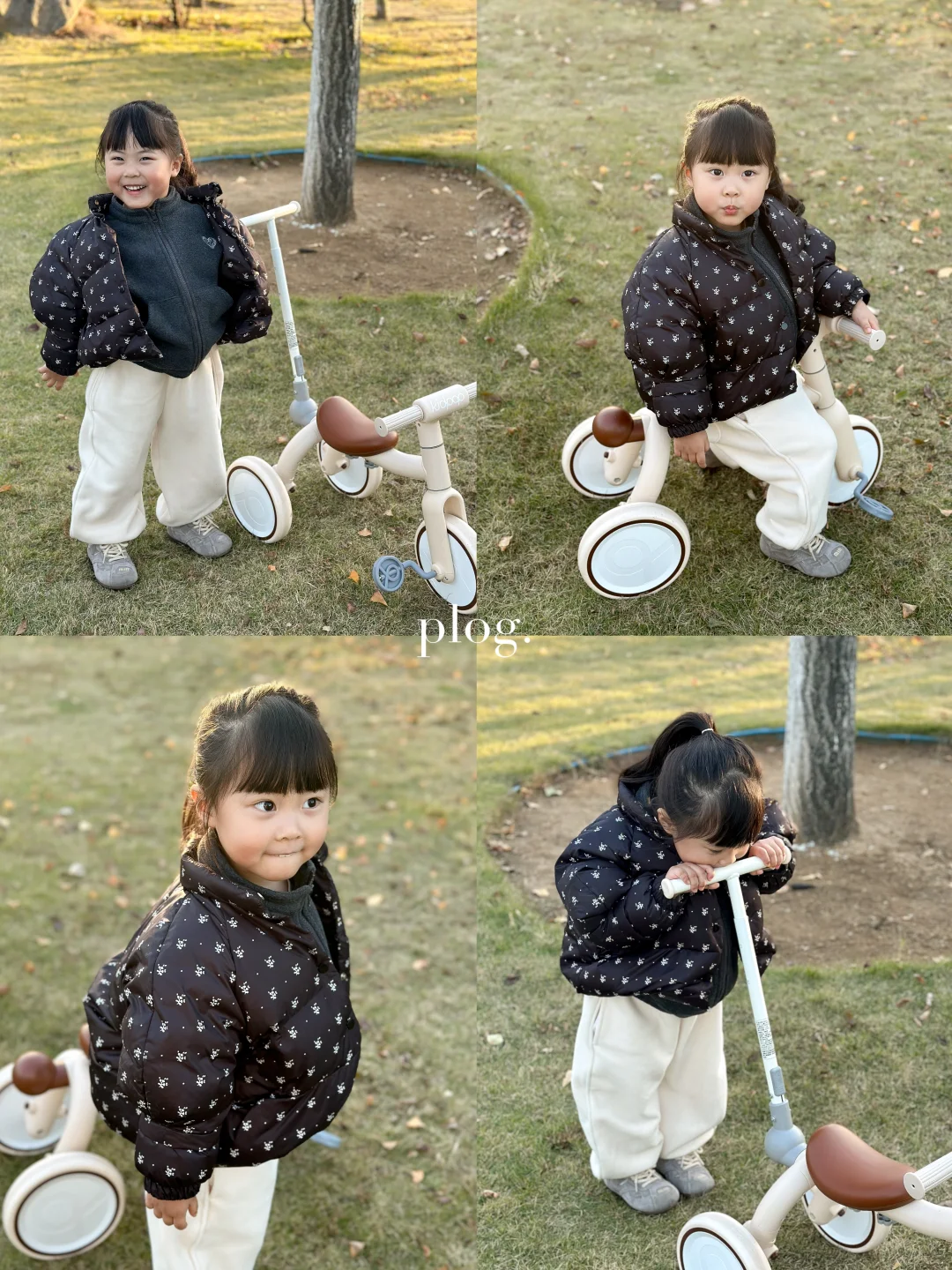 公园遛娃plog.带女儿感受冬日下的夕阳🌇