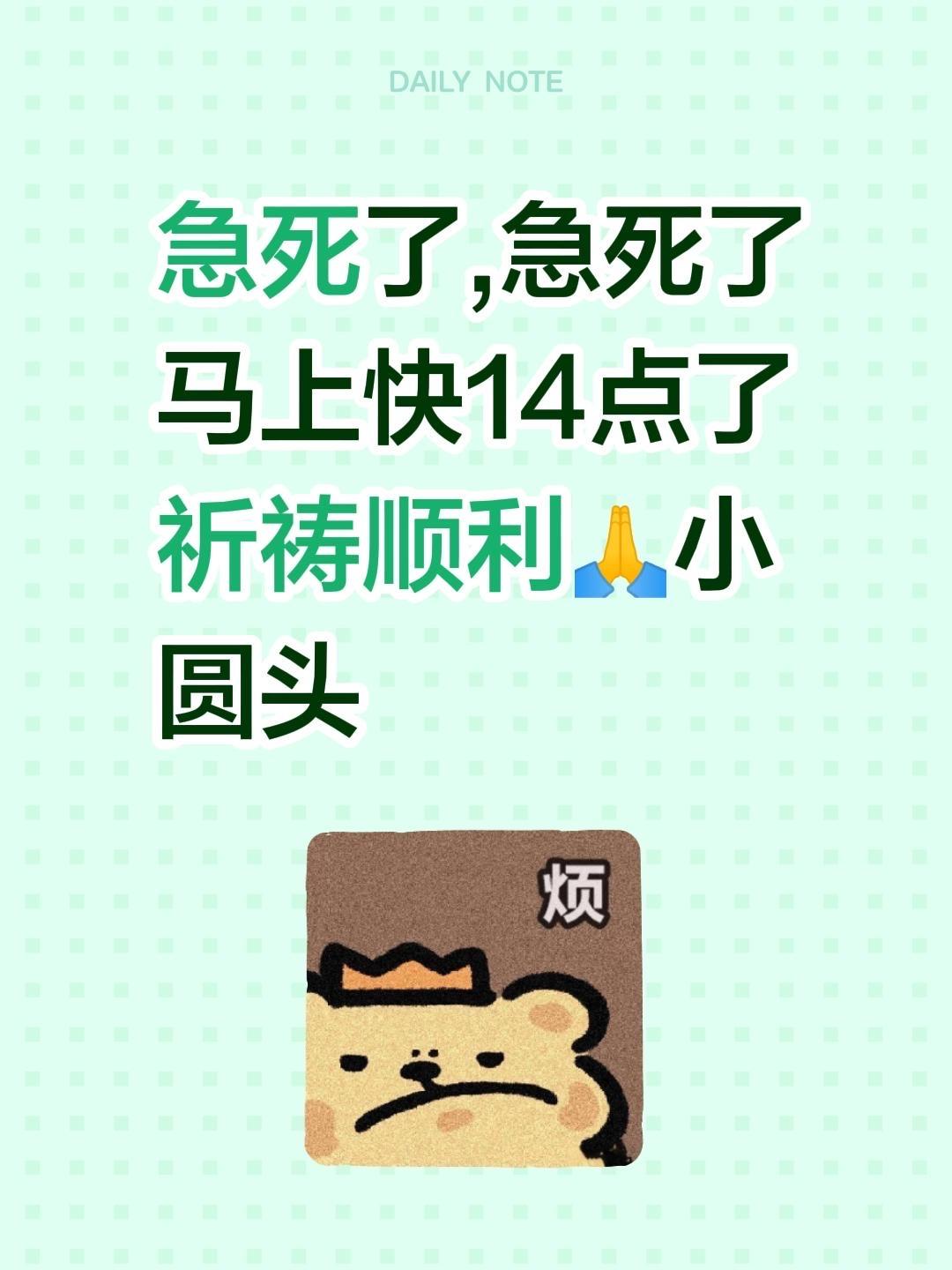 急死了,急死了 马上快14点了 祈祷顺利🙏小圆头