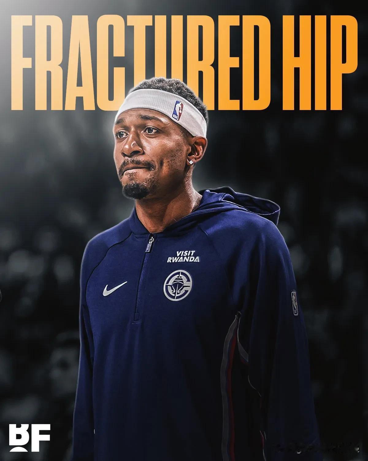 布拉德利·比尔真是祸不单行。

他今年只打了6场比赛，之后因髋部骨折需要手术，赛