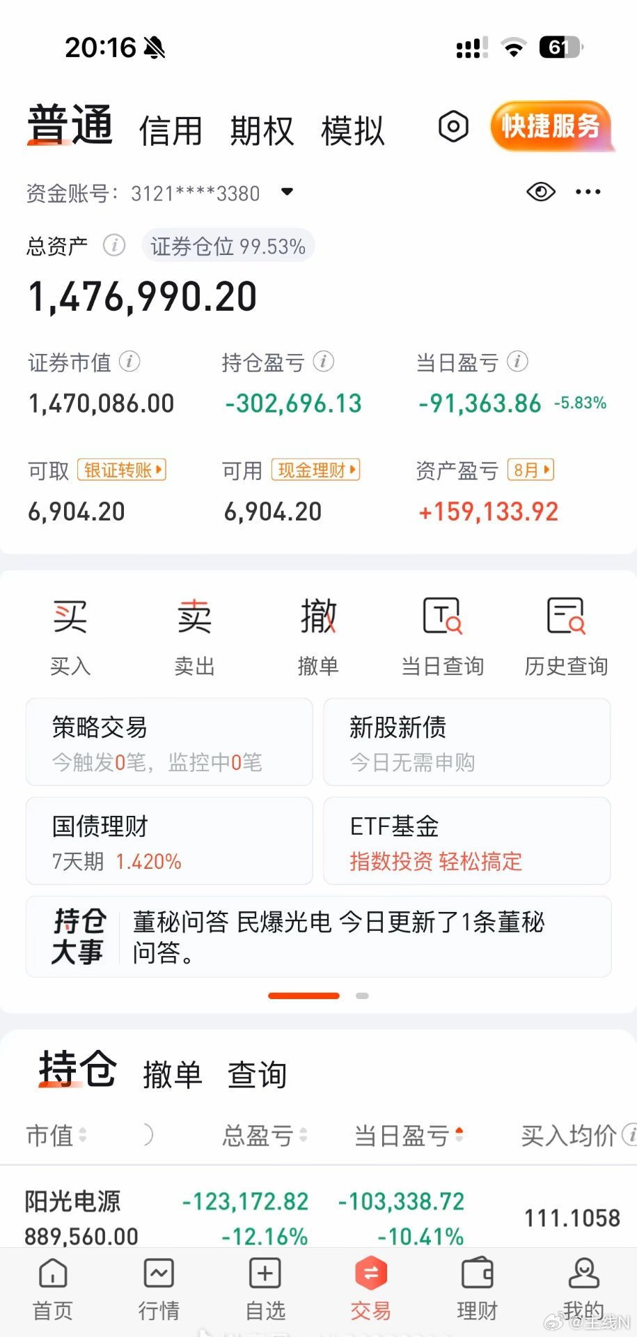 阳光电源，很难上去了……也不知道咋想的 ​​​