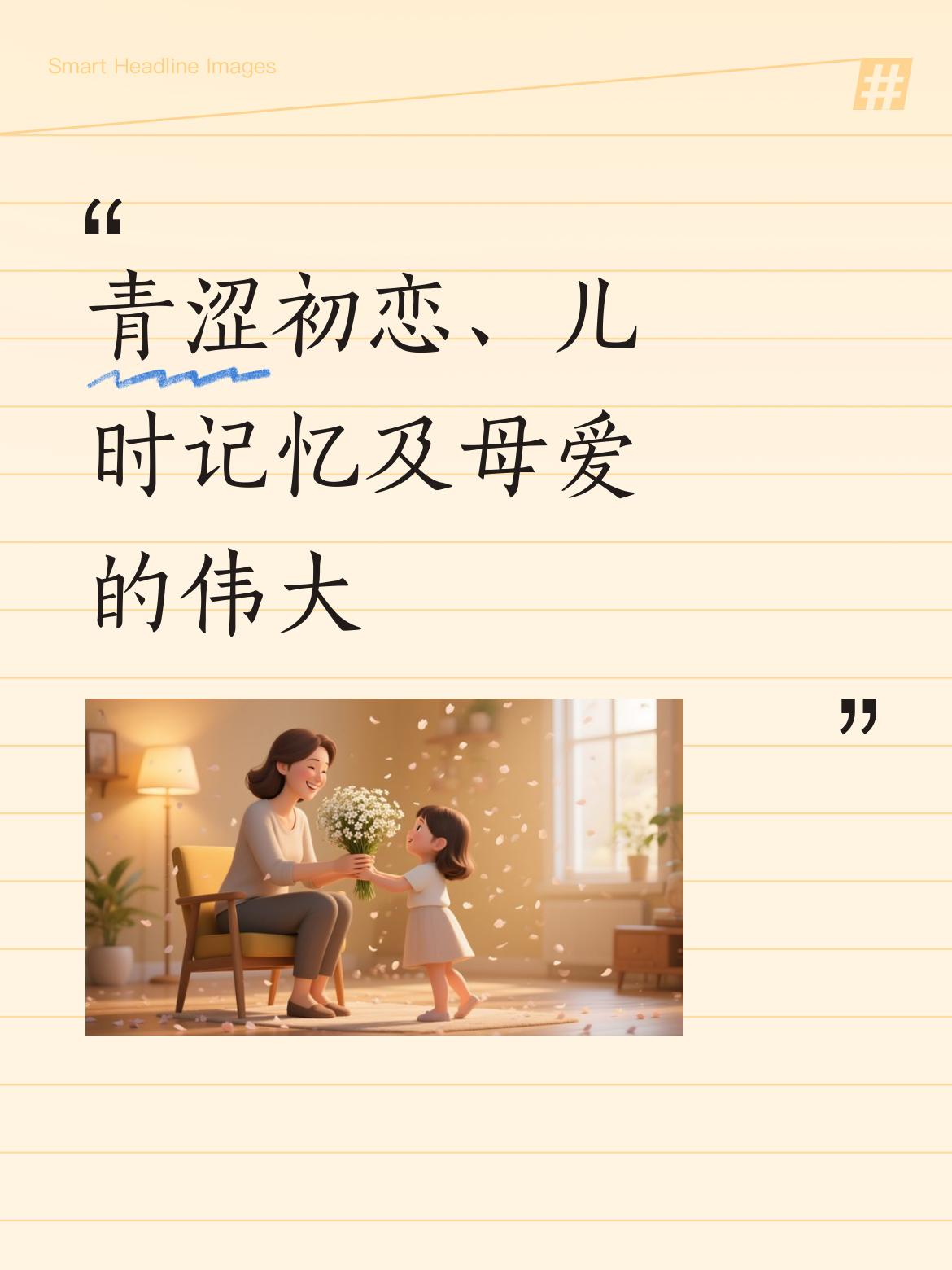 歌曲娓娓道来青涩的初恋、儿时的珍贵记忆，还有母爱的伟大，令人动容。[比心][比心