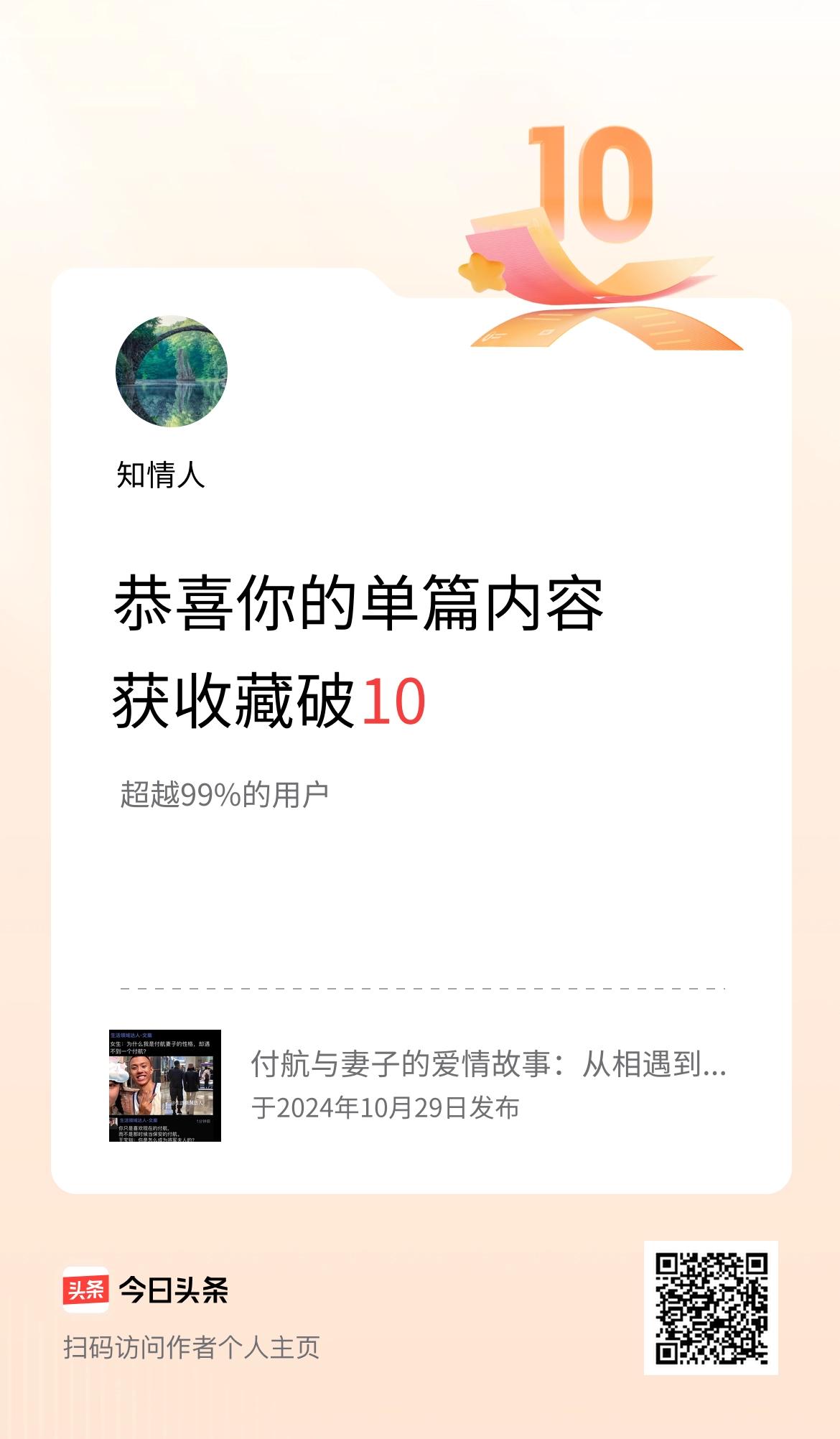 单篇内容获收藏量破10啦！