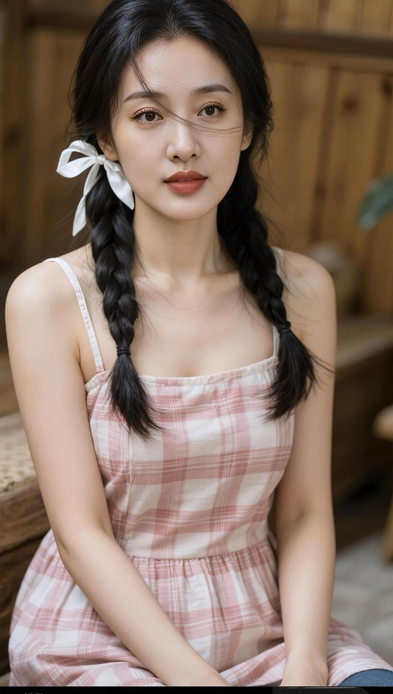 AI双辫甜系写真 抖音ai创作 清纯甜美 少女写真 让人着迷的东方之美