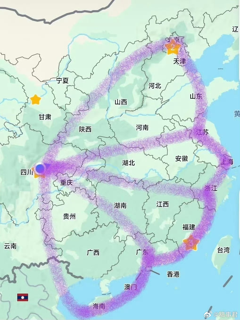 张艺兴五巡官宣城市连线图案是贝壳 张艺兴大航海五巡官宣北京、成都、海口、深圳、南