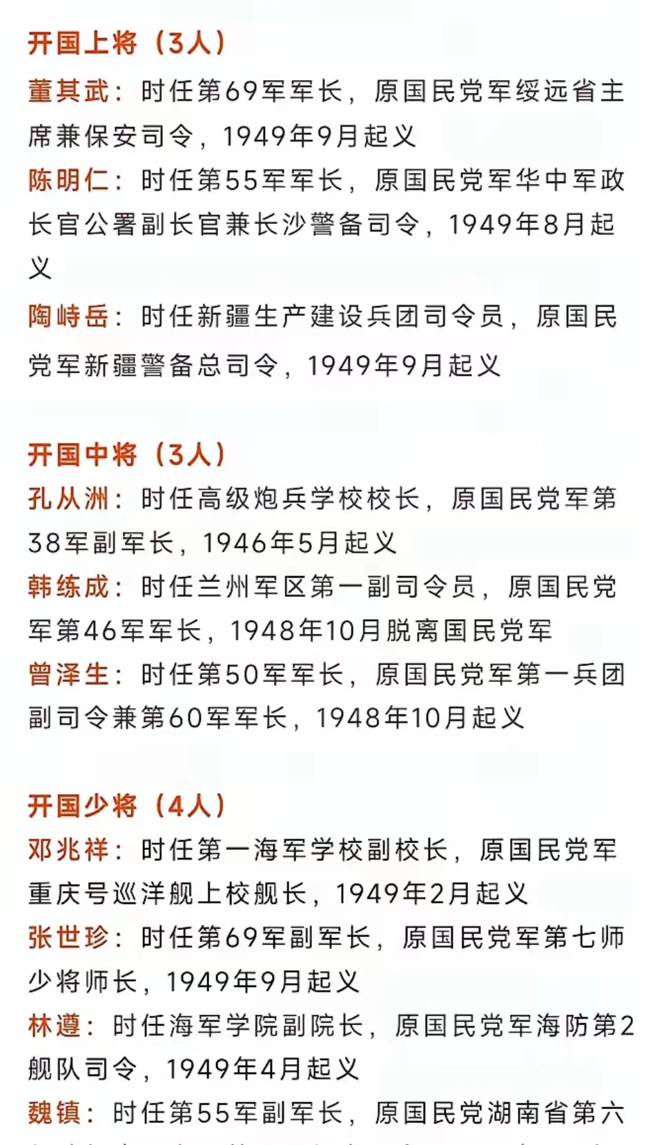 原来是国军的开国将军